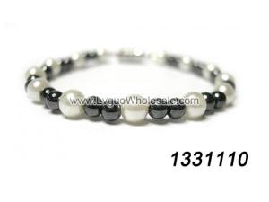 Magnet Clasp - 18cm Hematite Stone Beaded Bracelet